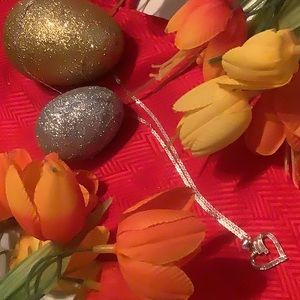 20” Silver Necklace with Heart Pendant